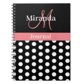 Carnet Rose noir blanc Polka point Monogramme (Devant)