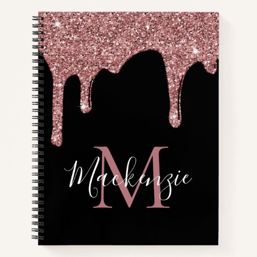Carnet Rose noir or Parties scintillant gouttes Monogram (Devant)