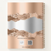 Carnet Rose or argent métal agate marbre nom script (Dos)