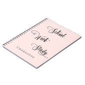 Carnet Rose or blush école travail étude typographie (Côté gauche)