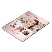 Carnet Rose or blush photo nom de collage (Côté gauche)