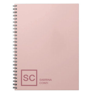 Carnet Rose or couleur professionnelle girly nom monogram