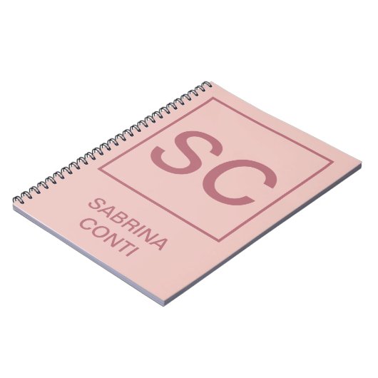 Carnet Rose or couleur professionnelle simple nom monogra (Côté gauche)