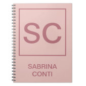 Carnet Rose or couleur professionnelle simple nom monogra (Devant)