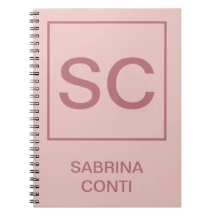Carnet Rose or couleur professionnelle simple nom monogra
