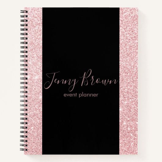 Carnet rose or et parties scintillant élégant script (Devant)