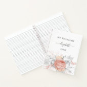Carnet Rose or floral argent feuillage blanc nom (Intérieur)