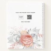 Carnet Rose or floral argent feuillage blanc nom (Dos)