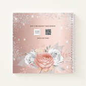 Carnet Rose or floral argent feuillage parties scintillan (Dos)