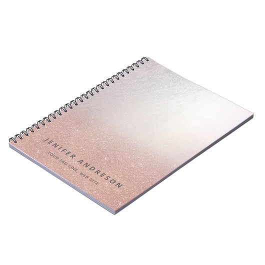 Carnet Rose or gliterie ombre moderne (Côté gauche)