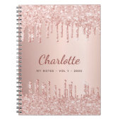 Carnet Rose or rose gouttes nom (Devant)