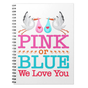 Carnet Rose ou Bleu Nous vous aimons Genre Révéler cigogn