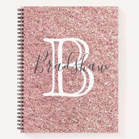 Carnet Rose Paillettes Nom (Devant)