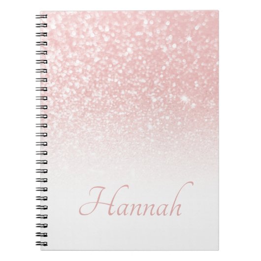Carnet Rose Pâle Pailleté Blanc Ombré (Devant)