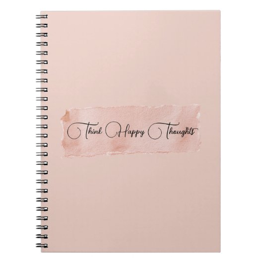 Carnet Rose Pâle Pensez à des Pensées Heureuses (Devant)