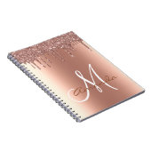 Carnet Rose Parties scintillant métal or  Monogramme (Côté Droit)