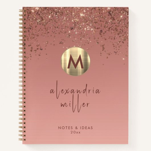 Carnet Rose Parties scintillant or brossé métal Monogramm (Devant)