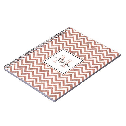 Carnet Rose Parties scintillant or Chevron Motif Monogram (Côté gauche)