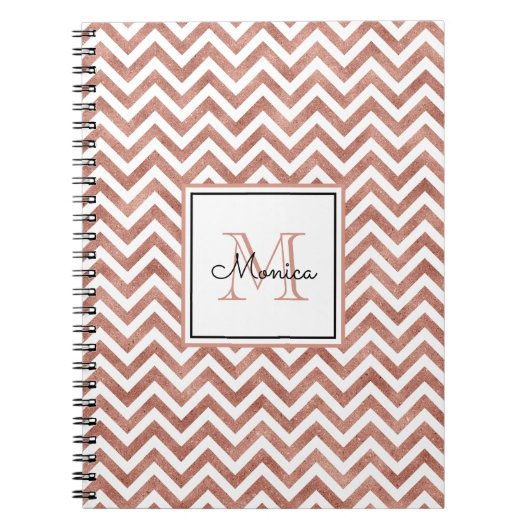 Carnet Rose Parties scintillant or Chevron Motif Monogram (Devant)