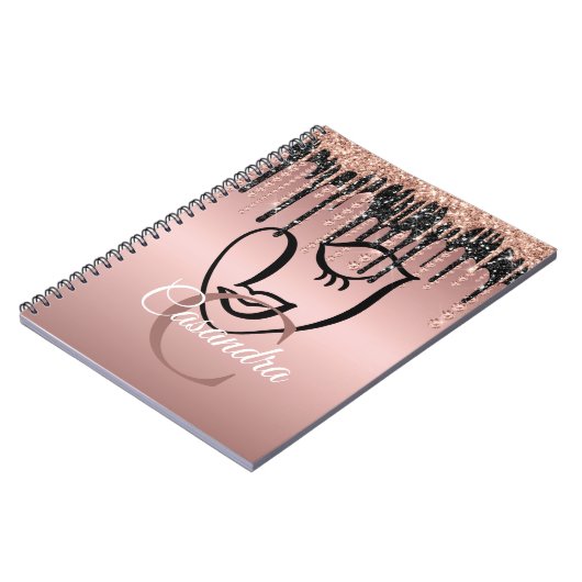 Carnet Rose Parties scintillant or Lashes Abstraits Mono (Côté gauche)