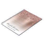 Carnet Rose Parties scintillant or Monogramme (Côté gauche)