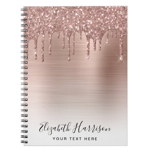 Carnet Rose Parties scintillant or Monogramme (Devant)