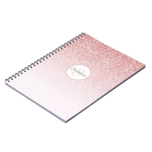 Carnet Rose Parties scintillant or rose Ombre Monogramme (Côté gauche)