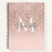 Carnet Rose Parties scintillant or rose pâle Monogramme c (Devant)