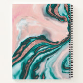 Carnet Rose Parties scintillant or rose Turquoise marbre  (Dos)