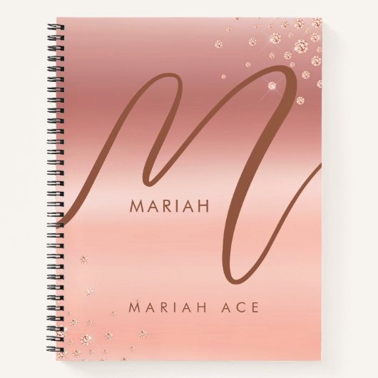 Carnet Rose Parties scintillant or Sparke Girly Monogram  (Devant)