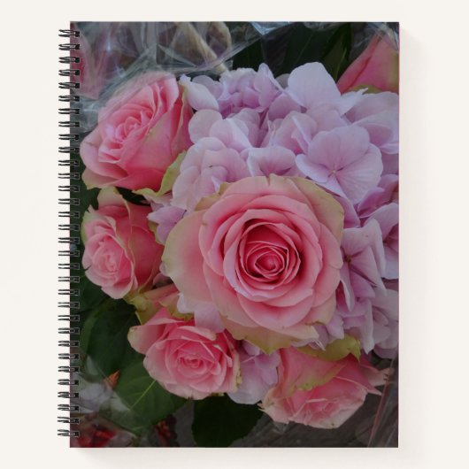 Carnet Rose Pastel et fleurs d'Hydrangea (Devant)