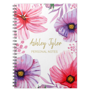 Carnet Rose pastel floral girly mignon personnalisé