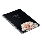 Carnet Rose peinte rose pâle sur fond noir (Côté Droit)