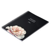 Carnet Rose peinte rose pâle sur fond noir (Côté gauche)
