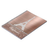 Carnet Rose personnalisée Gold Diamond Sparkle Paris (Côté gauche)
