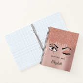 Carnet Rose Pink Gold Eyelashes Dripping Glitter (Intérieur)