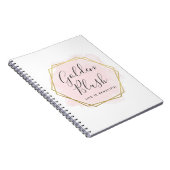 Carnet Rose Poudré Aquarelle & Géométrique Moderne Doré É (Côté Droit)