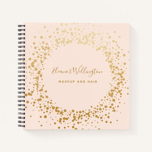 Carnet Rose poudré Ombré Gold Confettis Points Créatif (Devant)