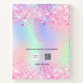 Carnet Rose poudré paillettes holographiques affaires (Dos)