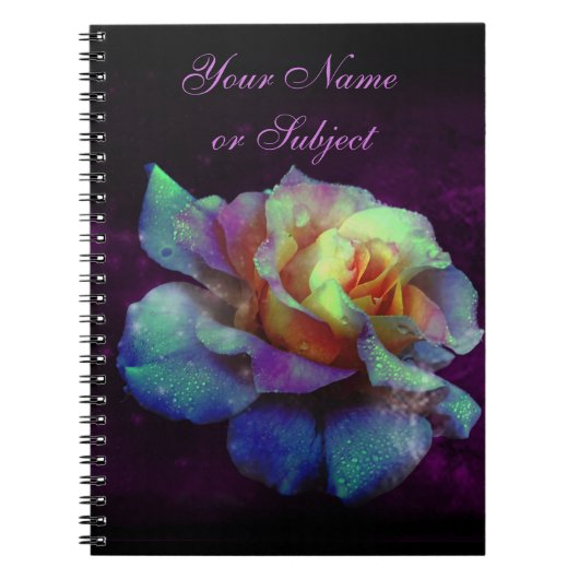 Carnet Rose pourpre turquoise arc-en-ciel (Devant)