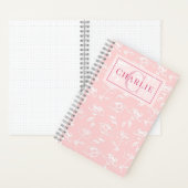 Carnet Rose Poussiéreuse Fleurs Blanches, Monogramme Pers (À l'intérieur)