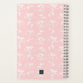 Carnet Rose Poussiéreuse Fleurs Blanches, Monogramme Pers (Verso)