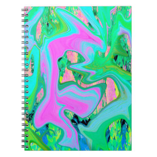 Carnet Rose Rétro et Art Liquide Bleu Clair sur Hydrangea