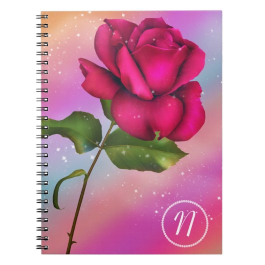 Carnet Rose rose étincelle Rainbow Pastel Floral (Devant)