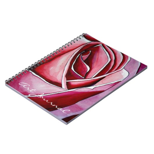 Carnet Rose Rose macro fleurs aquarelle art abstrait (Côté gauche)