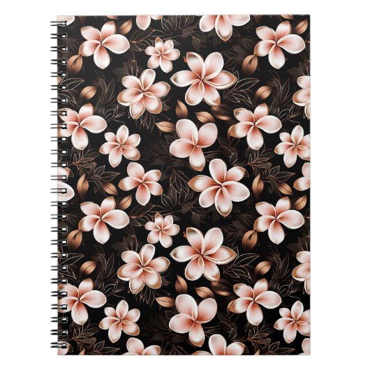 Carnet Rose rose noire noire noire Floral or (Devant)
