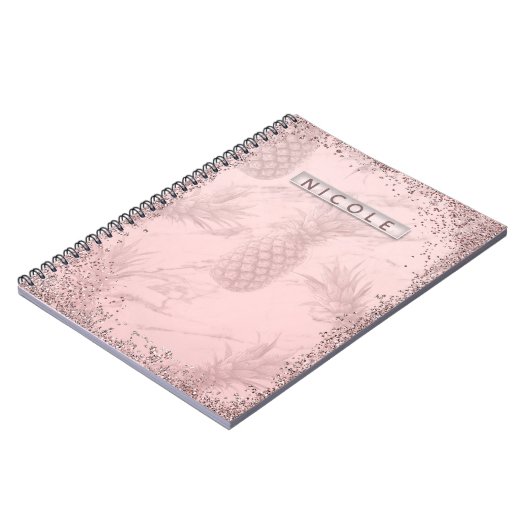 Carnet Rose Rose Parties scintillant Or Ananas Tropical C (Côté gauche)