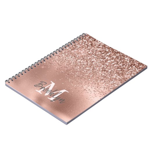 Carnet Rose Rose Parties scintillant or Confetti Monogram (Côté gauche)