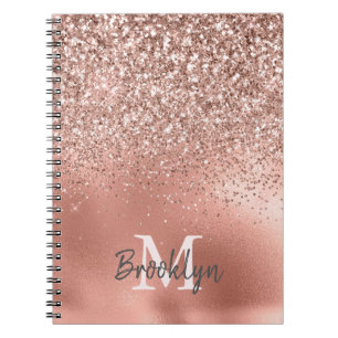 Carnet Rose Rose Parties scintillant or Confetti Monogram