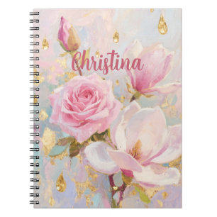 Carnet Rose rose romantique et Manoglias, style de peintu